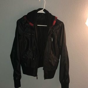 black leather jacket